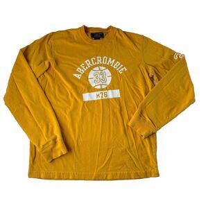 Abercrombie & Fitch Long Sleeve Basketball T Shirt Yellow Men Small Y2K